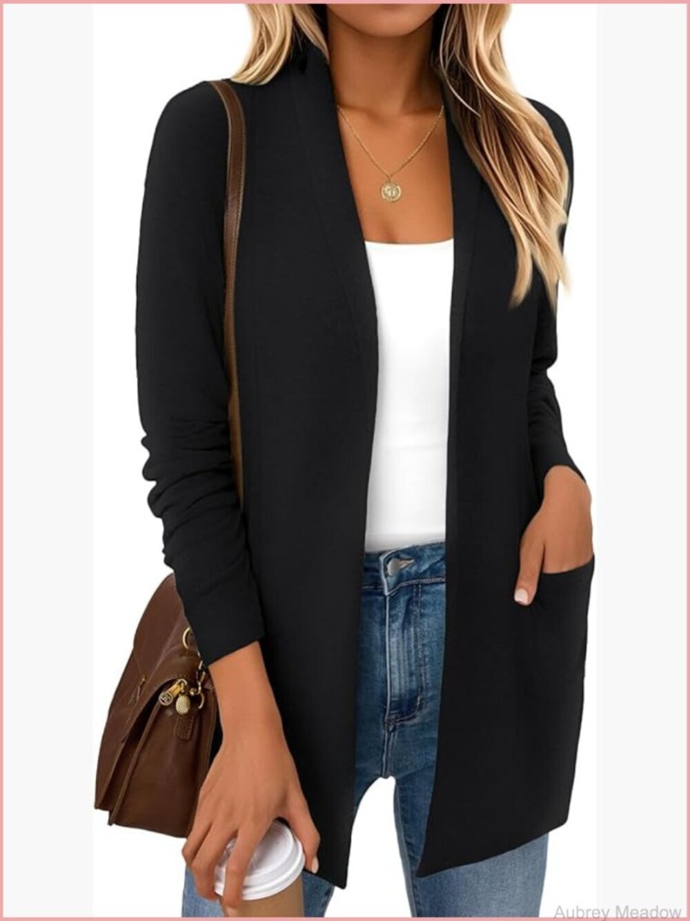 Women's Lightweight Open Front Cardigan with Pockets Casual Long Sleeve